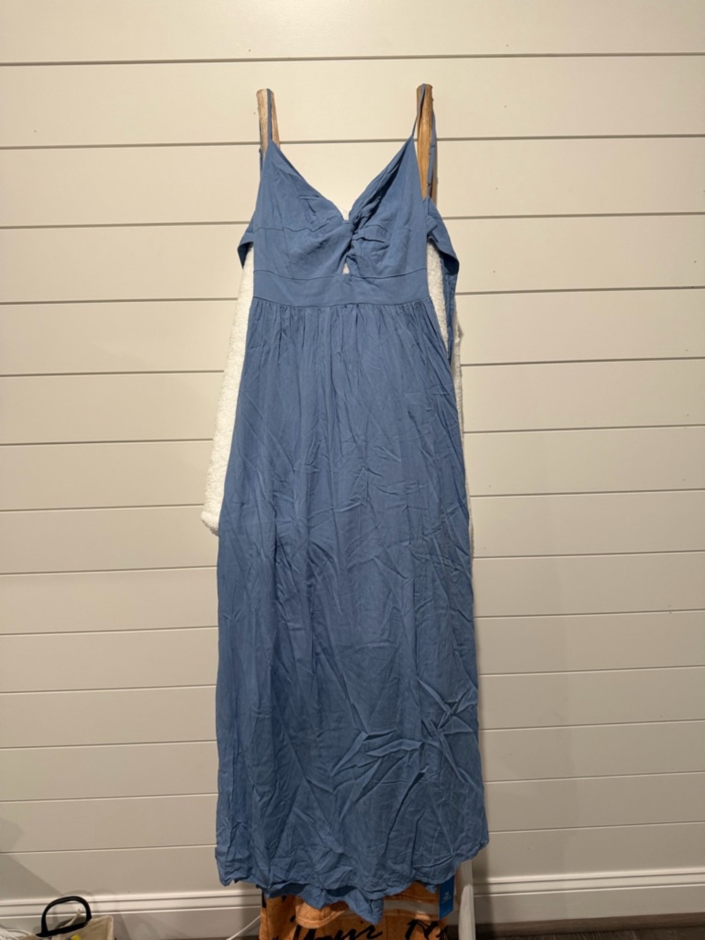 Cupshe Dusty Blue Maxi Dress with Twist Front & Tie Back